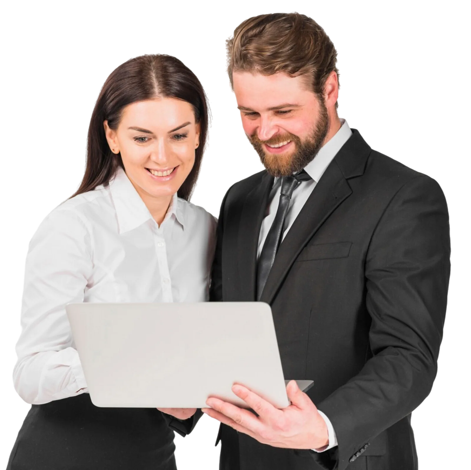 Collaborating Colleagues | CAQA LLND Two business professionals collaborate on a laptop, demonstrating the importance of foundation skills.